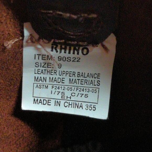 Rhino Work Boots Mens 9 Brown Leather Steel Toe 90222 Western - Picture 11 of 12